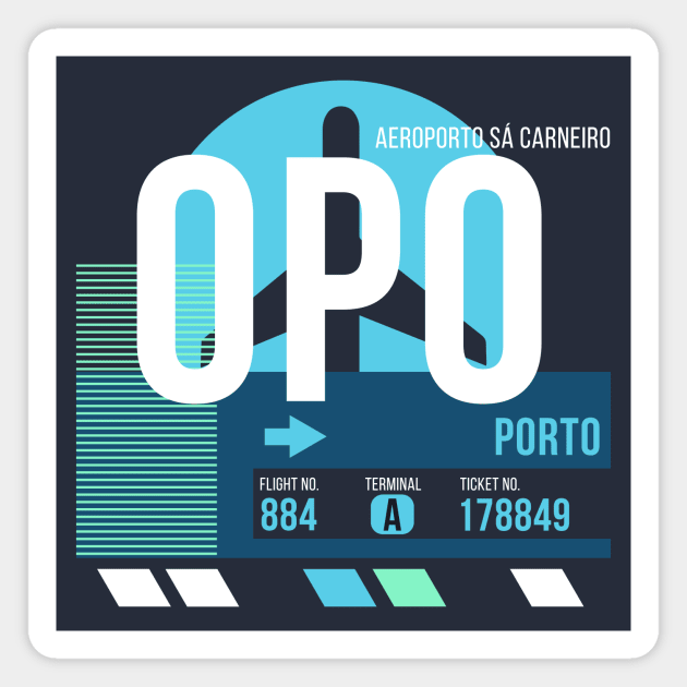 Porto (OPO) Airport // Sunset Baggage Tag Magnet by Now Boarding